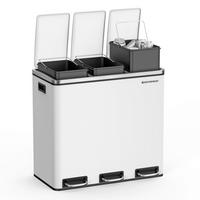 Abfallsammler Weiß B: 61 cm - Schwarz/Weiß, Basics, Kunststoff/Metall (61/55,5/31,6cm)