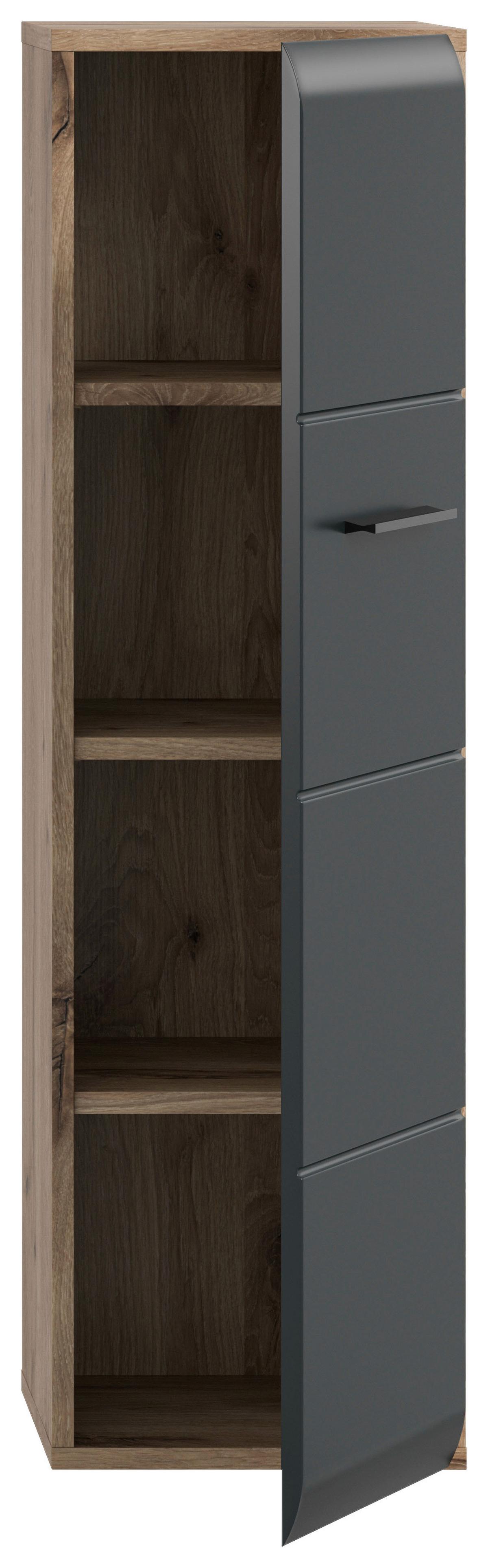Midischrank Ice Schwarz/Eiche Dekor B: 30cm - Eiche dunkel/Schwarz, Basics, Holzwerkstoff (30/106/30cm) - MID.YOU