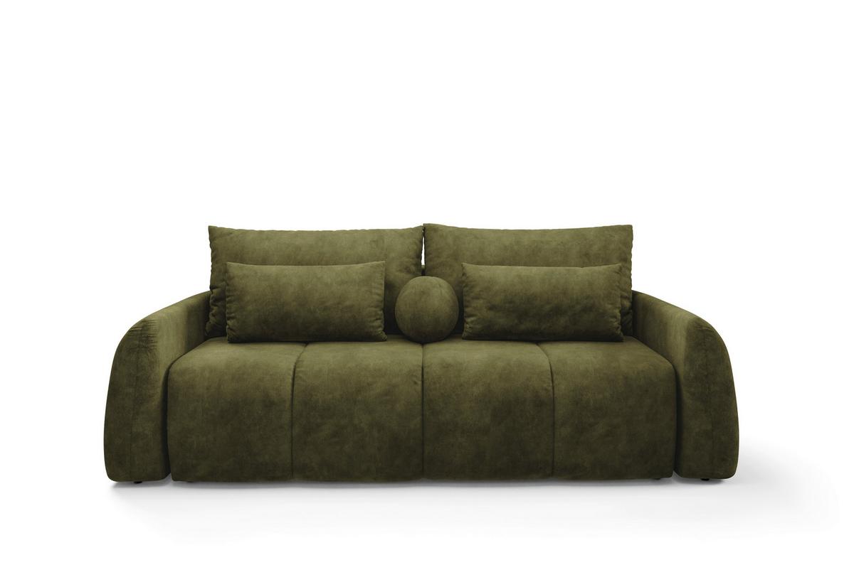 Schlafsofa Geronimo Olivgrün B: 252cm - Schwarz/Olivgrün, Design, Textil (252/93/167cm) - Livetastic