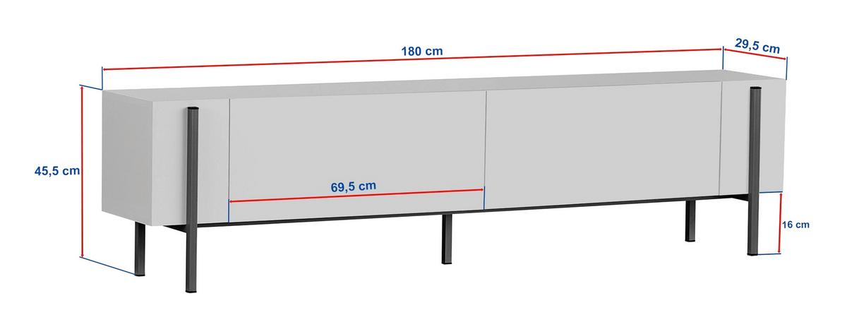 TV-ELEMENT Weiß/Gold B: 180cm - Goldfarben/Weiß, MODERN, Holzwerkstoff (180/45/30cm)