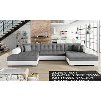 Wohnlandschaft Vento Grau/ Weiß U: 165x359x165 cm - Chromfarben/Weiß, Design (165/359/165cm) - MID.YOU