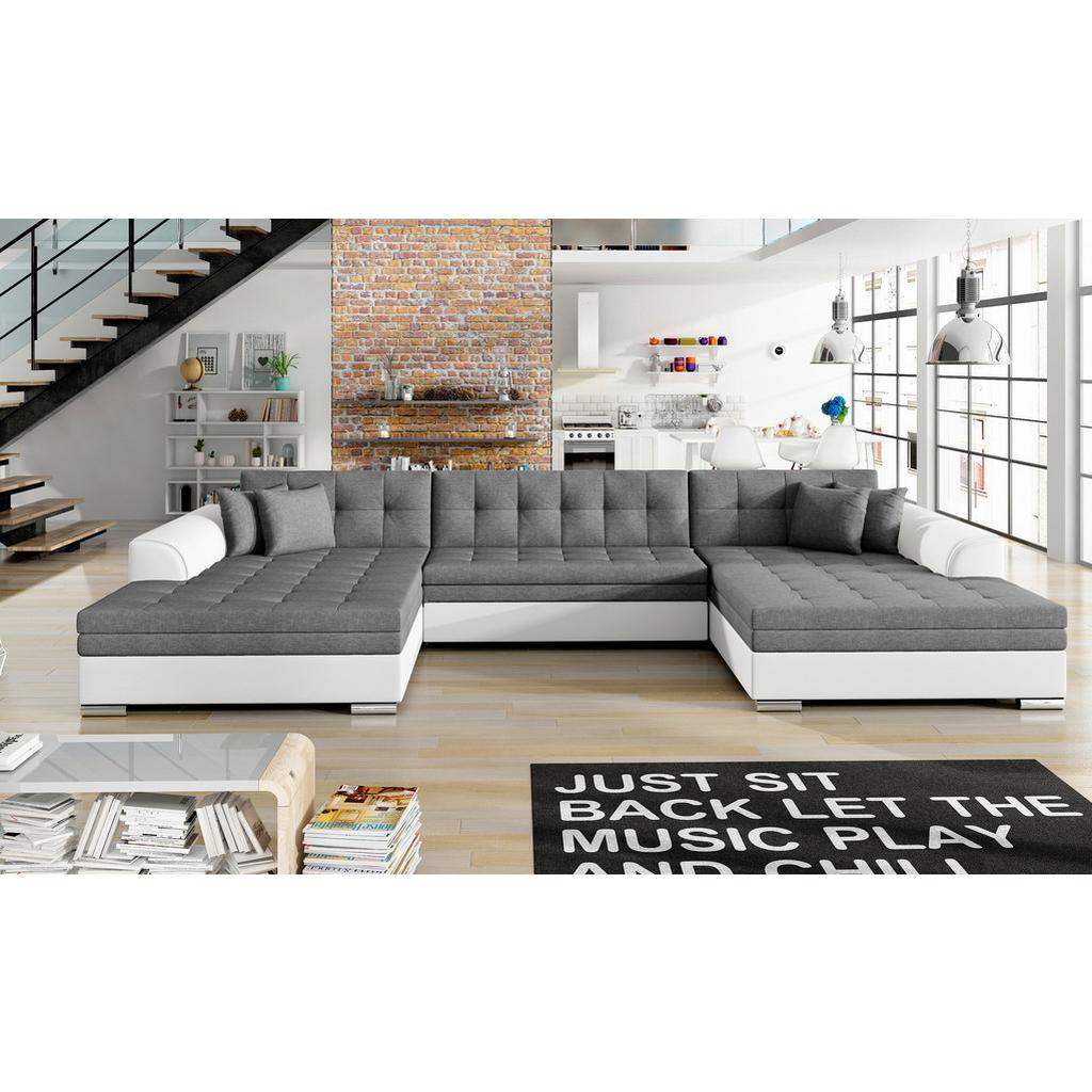 Wohnlandschaft Vento Grau/ Weiß U: 165x359x165 cm