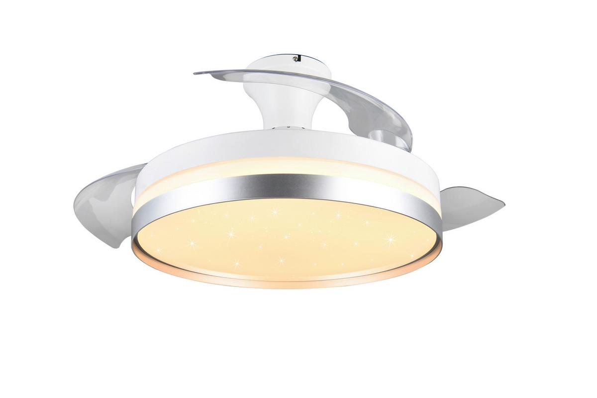 Deckenventilator Lindberg Weiß Titanfarben D: 48 cm - Transparent/Titanfarben, KONVENTIONELL, Kunststoff (48/31,0cm)