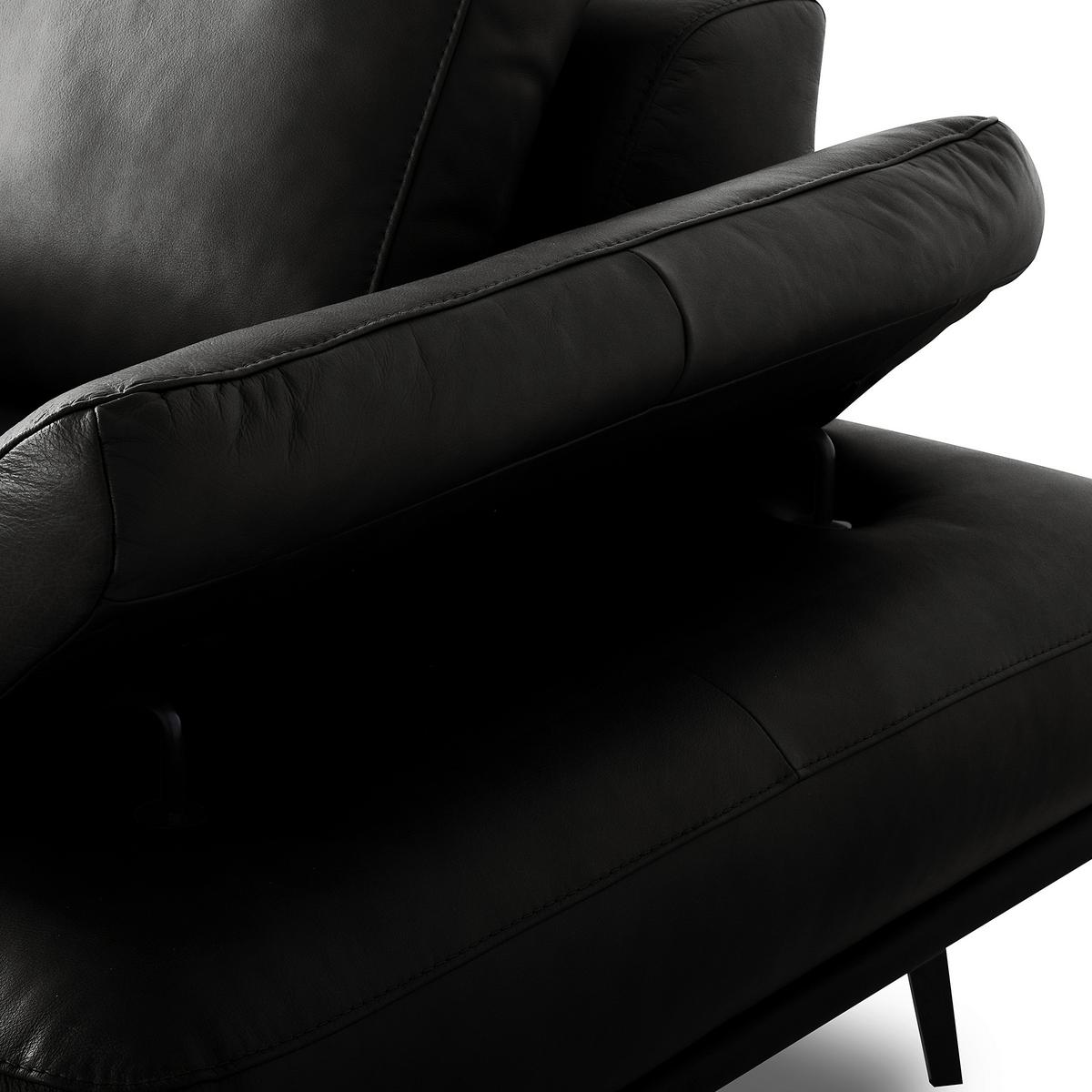 Ecksofa Como Echtleder Schwarz 237x306 - Schwarz/Grau, Design, Leder (237/306cm) - Livetastic