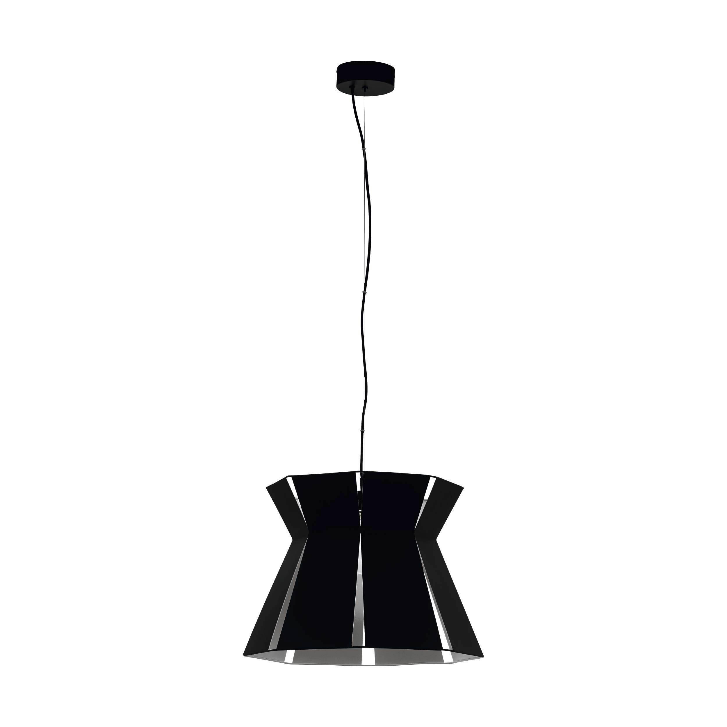 Hängeleuchte Valecrosia H: 110 cm 1-Flammig, Oval - Schwarz/Weiß, Design, Metall (42/110cm) - Eglo