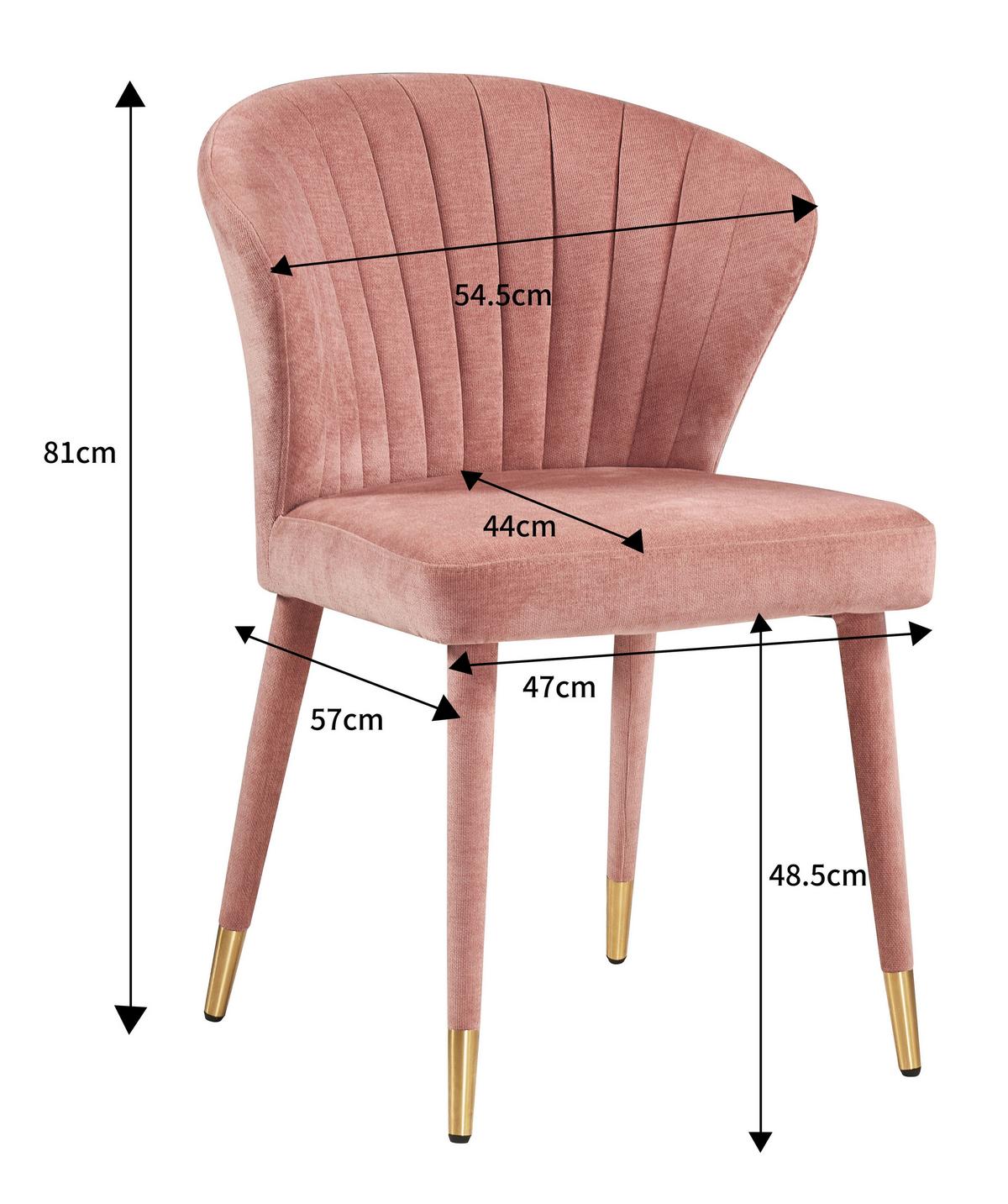 Esszimmerstuhl Angel Rosa/goldfarben - Goldfarben/Rosa, MODERN, Textil/Metall (54.5/81.5/59cm) - MID.YOU