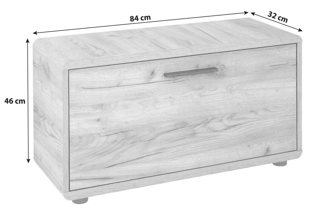 Šatní lavice FONTANA - barvy dubu/černá, Moderní, kompozitní dřevo/plast (84/46/32cm)