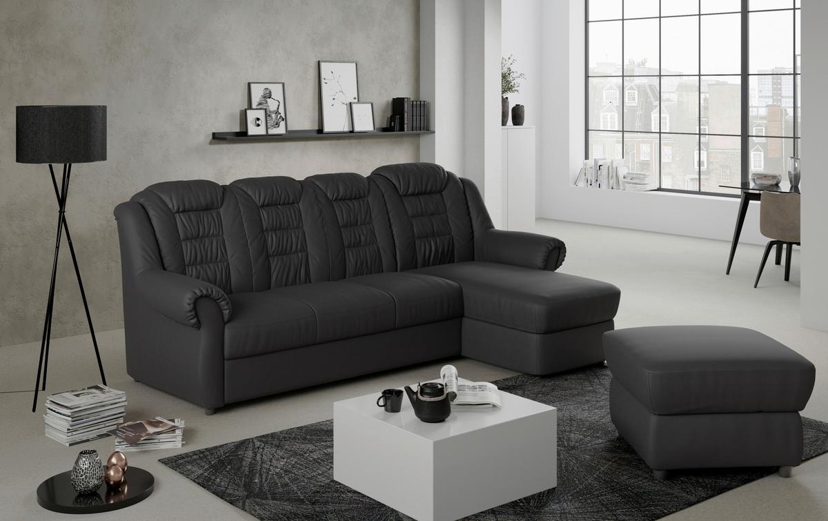 Ecksofa Boston Schwarz Lederlook - Schwarz, KONVENTIONELL, Textil (262/165cm) - Livetastic