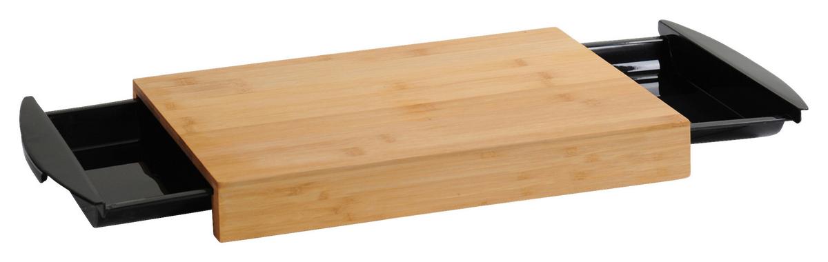 Schneidebrett Aus Holz Mit 2 Auffangschalen B: 25,5 Cm - Schwarz, Basics, Holz/Kunststoff (25,5/4/41cm) - Kesper