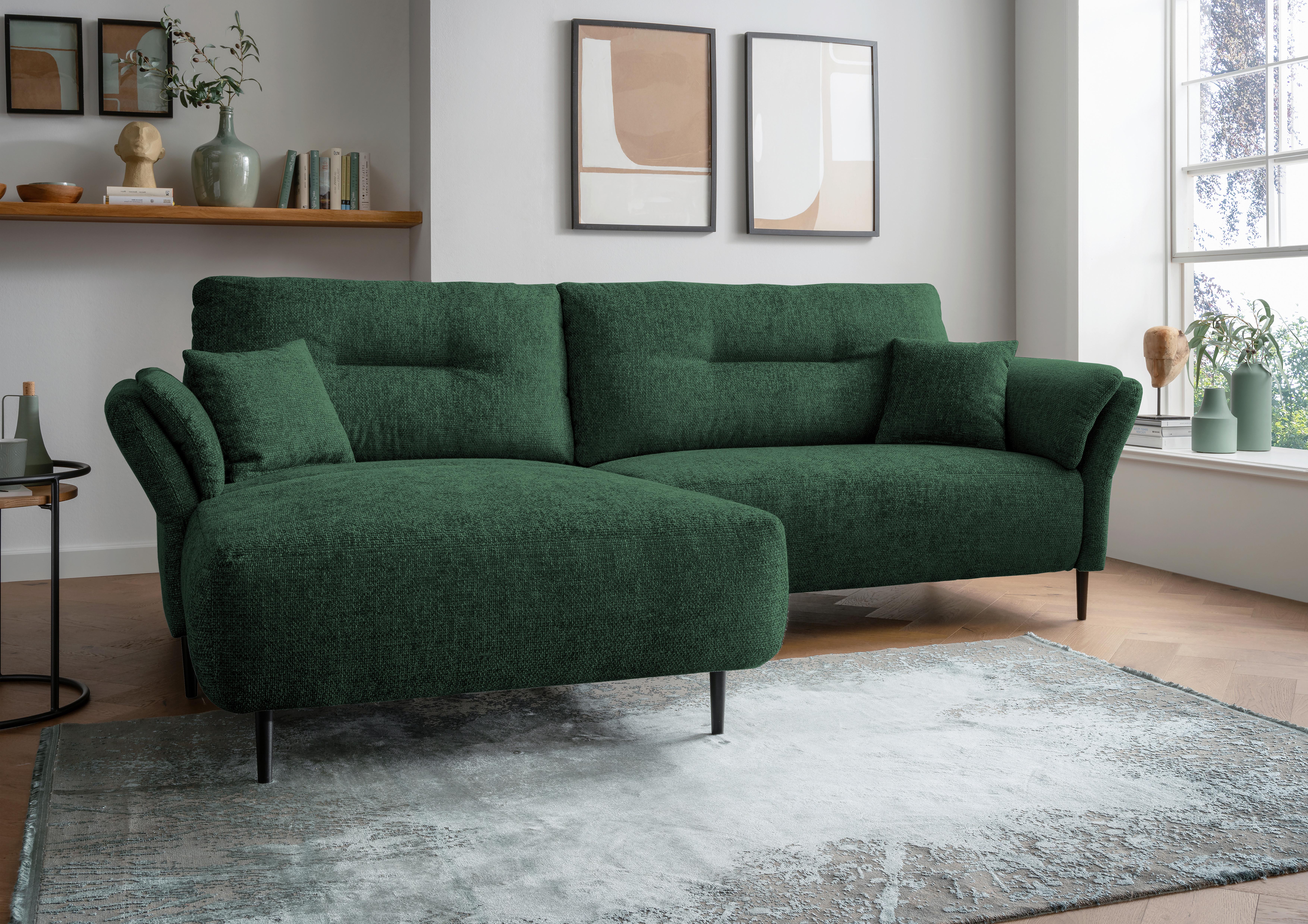 Ecksofa Piatelli Waldgrün S: 269x172 cm - Waldgrün/Schwarz, MODERN, Textil (269/172cm) - MID.YOU