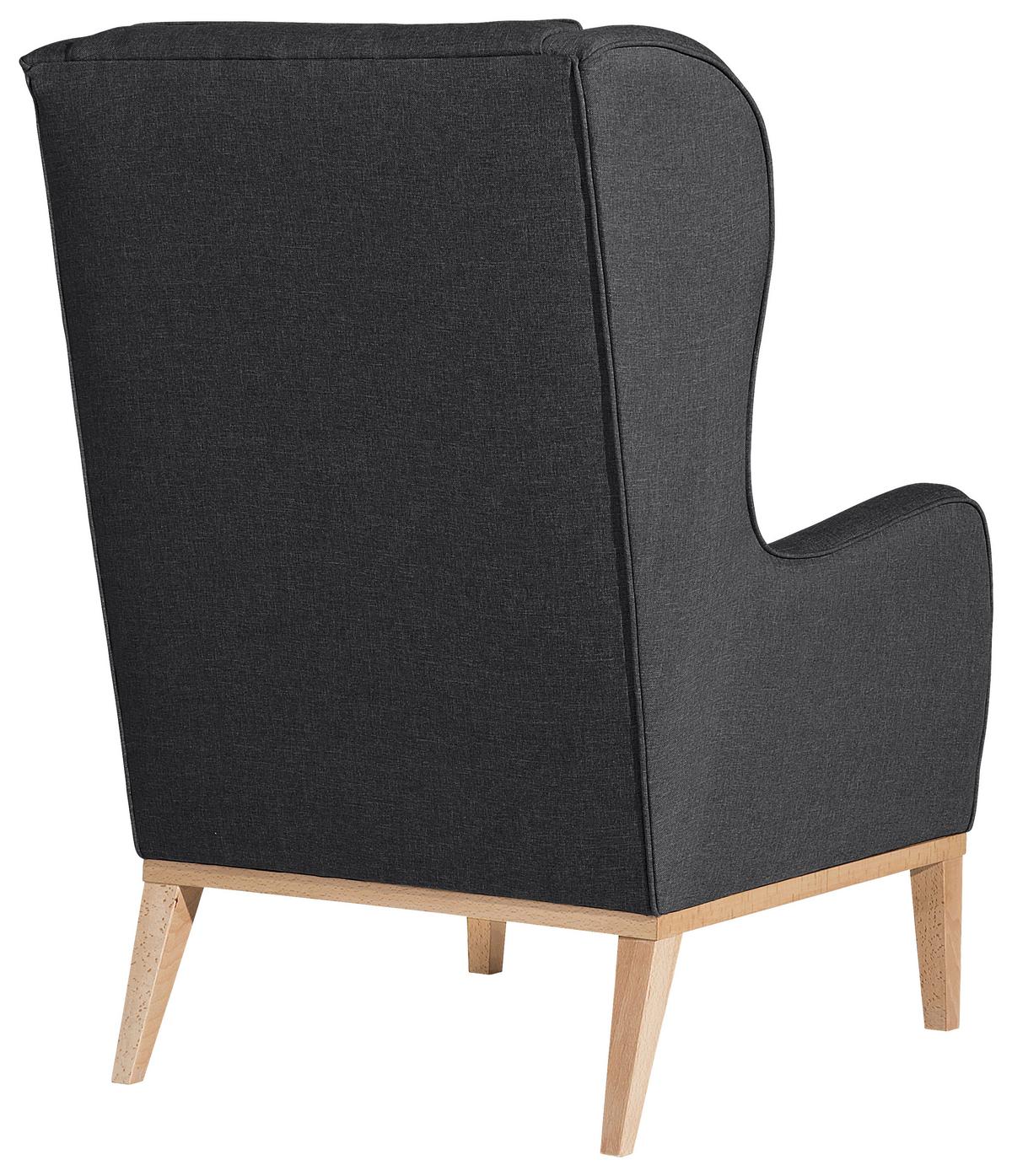 Ohrensessel Angelo - Graphitfarben/Naturfarben, KONVENTIONELL, Textil (66/104/78cm) - Max Winzer
