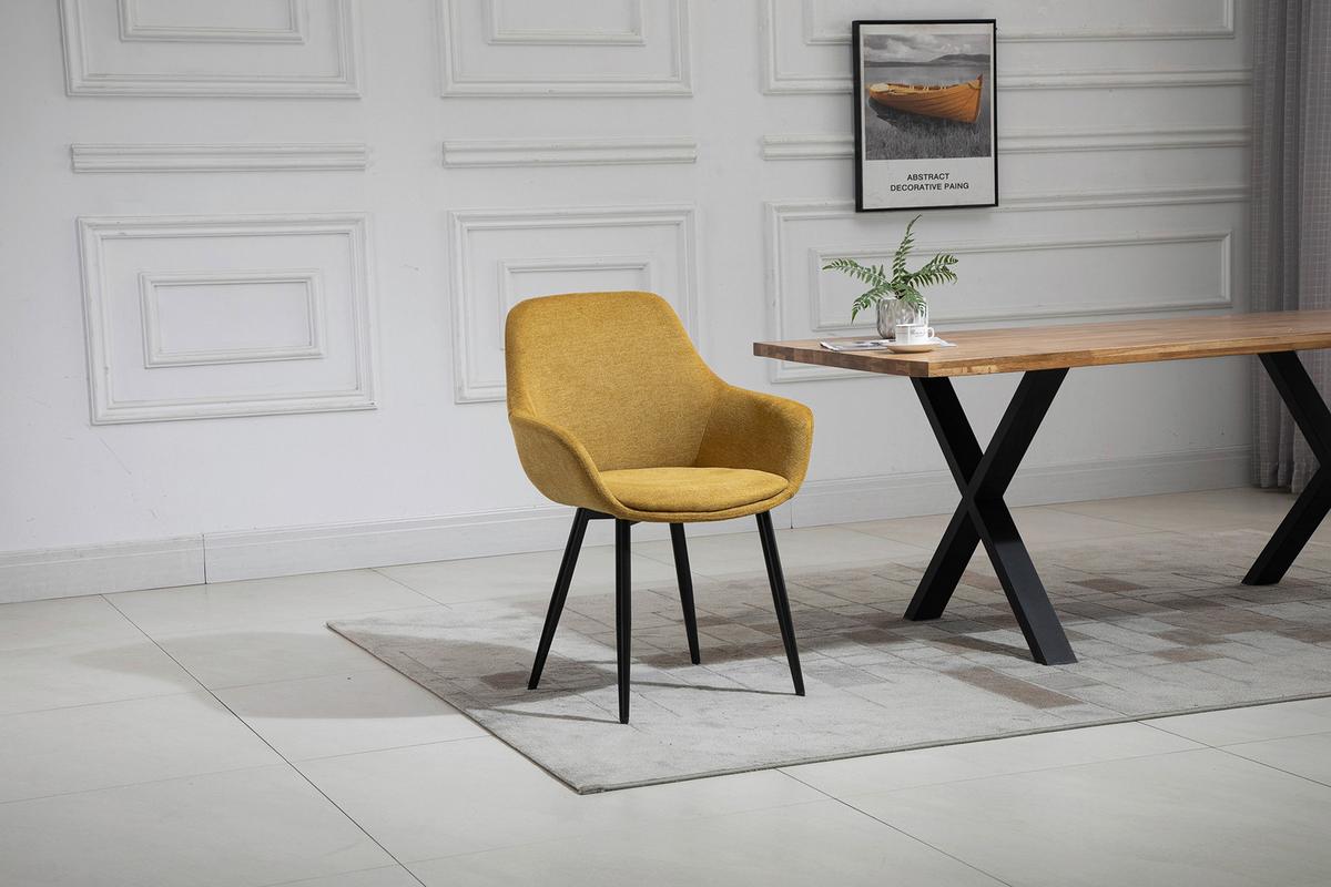 Armlehnstuhl-set Gelb B: 64 Cm - Gelb/Schwarz, MODERN, Textil/Metall (64/86/59cm) - Livetastic