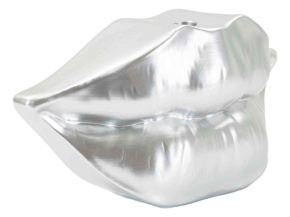 Vase Mouth Lip Silver Silberfarben B: 23 cm - Silberfarben, Basics, Kunststoff (23/12/8cm)