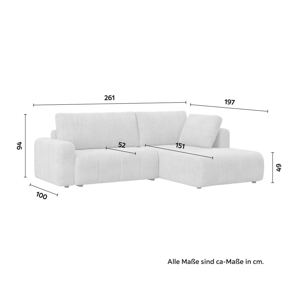 Sedací souprava GIA, pravá, světle šedá - černá/světle šedá, Moderní, dřevo/textil (261/94/197cm) - Bessagi Home
