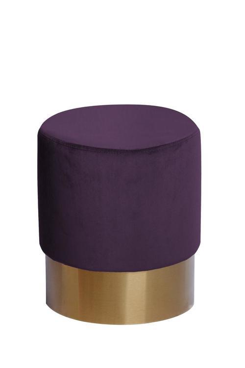 Hocker Nano Samt Violett/ Goldfarben H: 42 cm - Violett/Goldfarben, Basics, Holz/Holzwerkstoff (35/42cm) - Kayoom