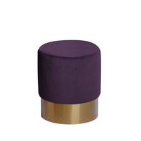Hocker Nano Samt Violett/ Goldfarben H: 42 cm - Violett/Goldfarben, Basics, Holz/Holzwerkstoff (35/42cm) - Kayoom