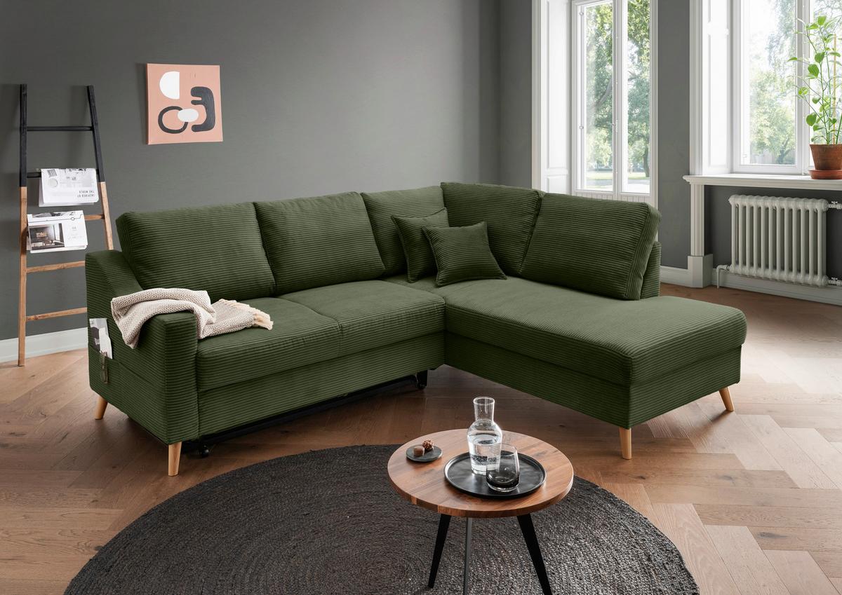 Ecksofa Valentina Dunkelgrün S: 230x200 Cm - Dunkelgrün/Naturfarben, MODERN, Textil (230/200cm) - Livetastic