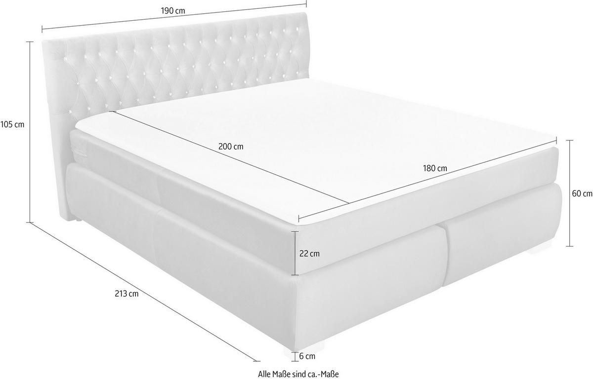 Boxspringbett Rumba inkl. Matratze 180x200 - Platinfarben/Gelb, Basics, Textil (180/200cm) - Livetastic