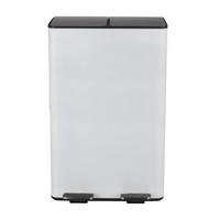 Treteimer Aliya Weiß Metall 60l Weiß Lbh: 45x30x71 Cm - Schwarz/Weiß, Basics, Kunststoff/Metall (45/30/71cm) - Spirella