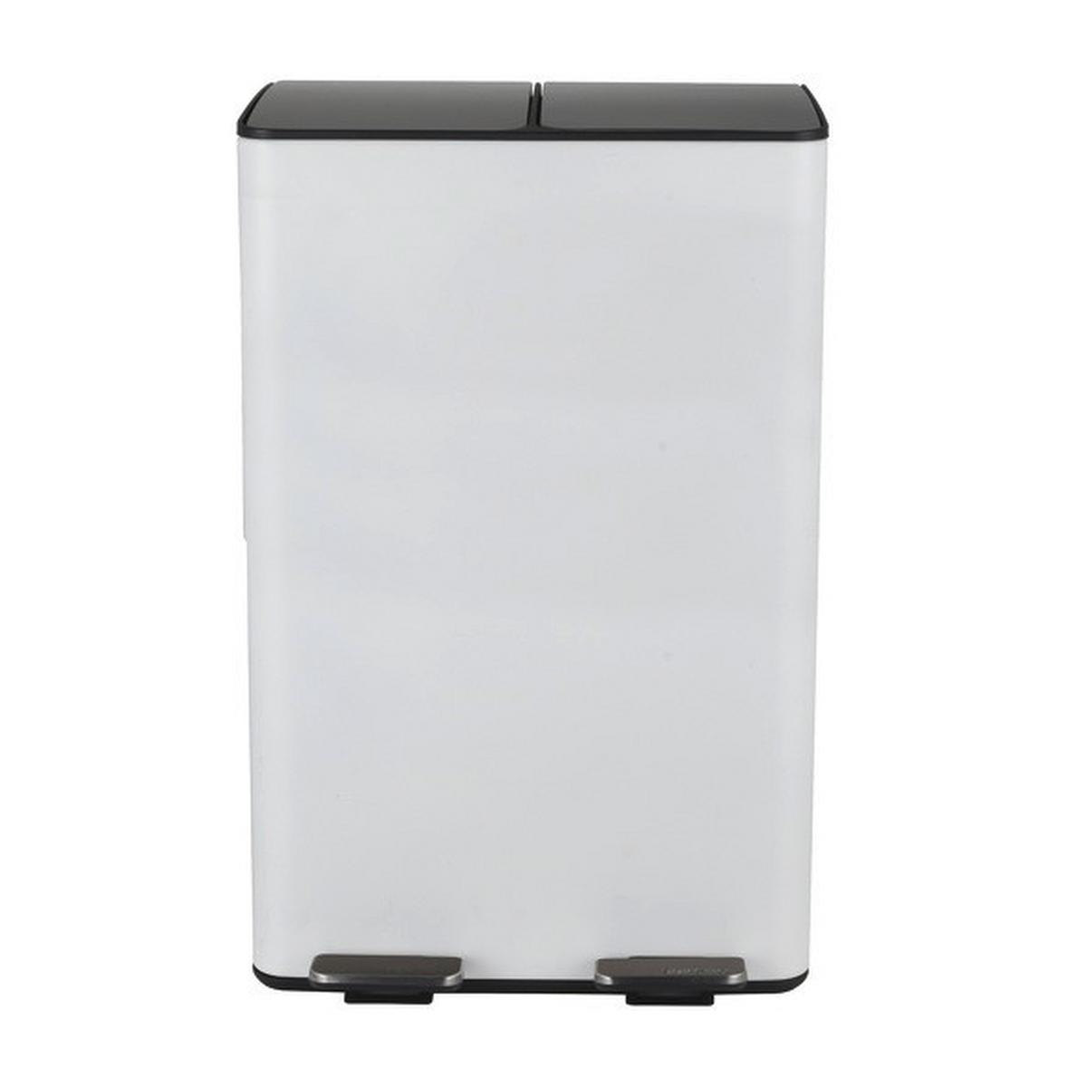 Treteimer Aliya Weiß Metall 60l Weiß Lbh: 45x30x71 Cm - Schwarz/Weiß, Basics, Kunststoff/Metall (45/30/71cm) - Spirella