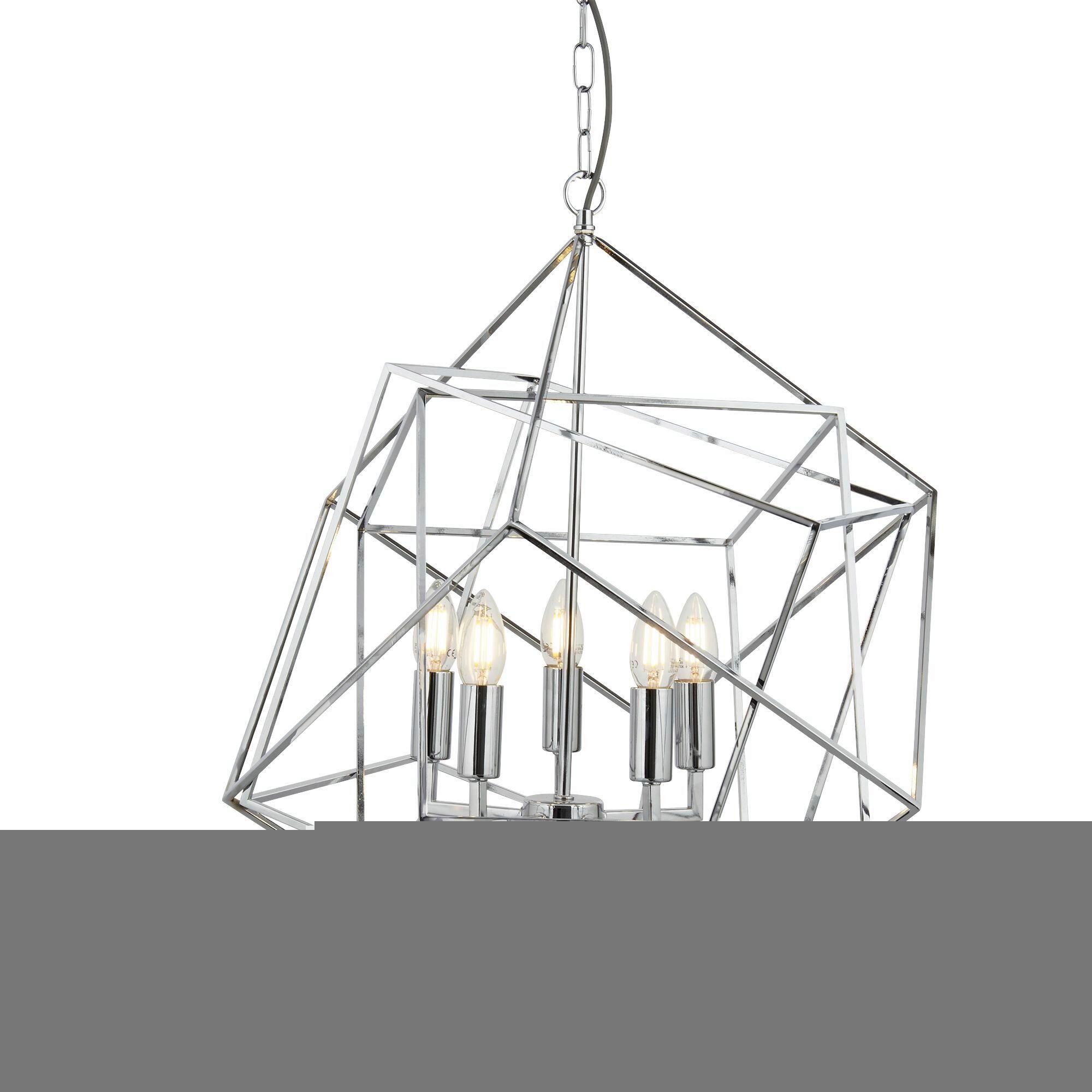 Hängeleuchte Cube H: 150 Cm 5-Flammig, Höhenverstellbar - Chromfarben, Design, Metall (55/150cm)