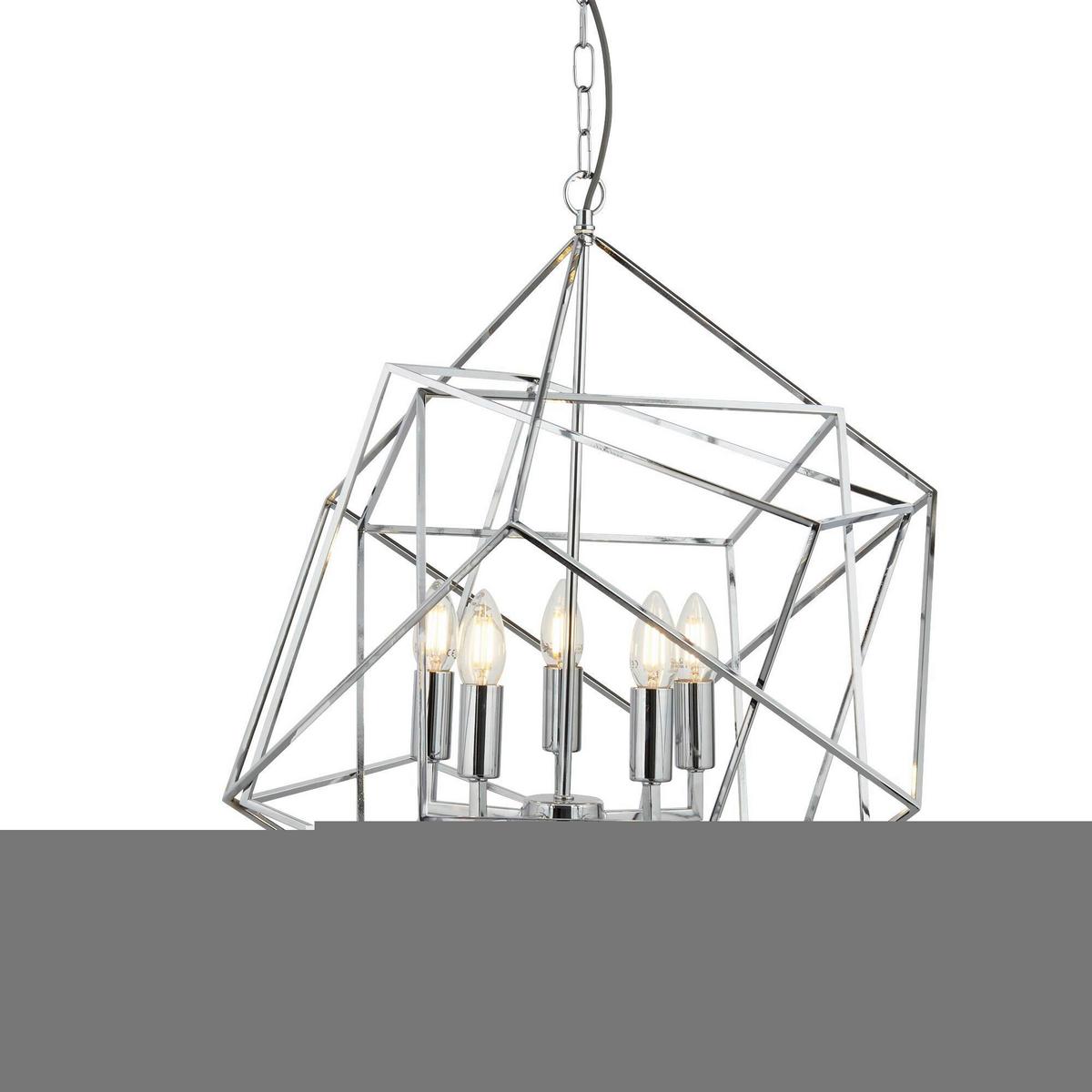 Hängeleuchte Cube H: 150 cm 5-Flammig, höhenverstellbar - Chromfarben, Design, Metall (55/150cm)