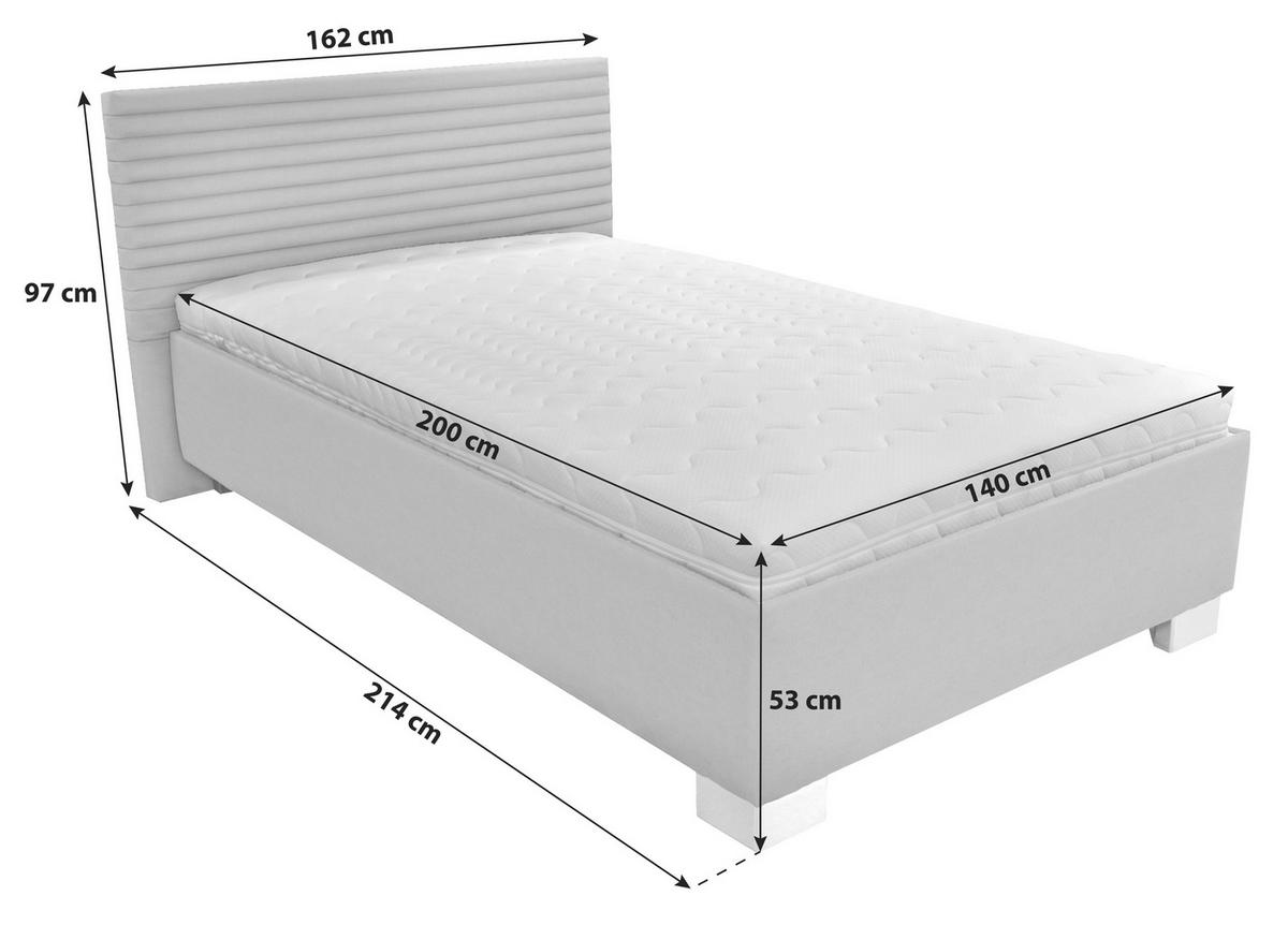 Polsterbett Bettkasten 140x200 Como Anthrazit - Chromfarben/Anthrazit, Holz/Textil (140/200cm)