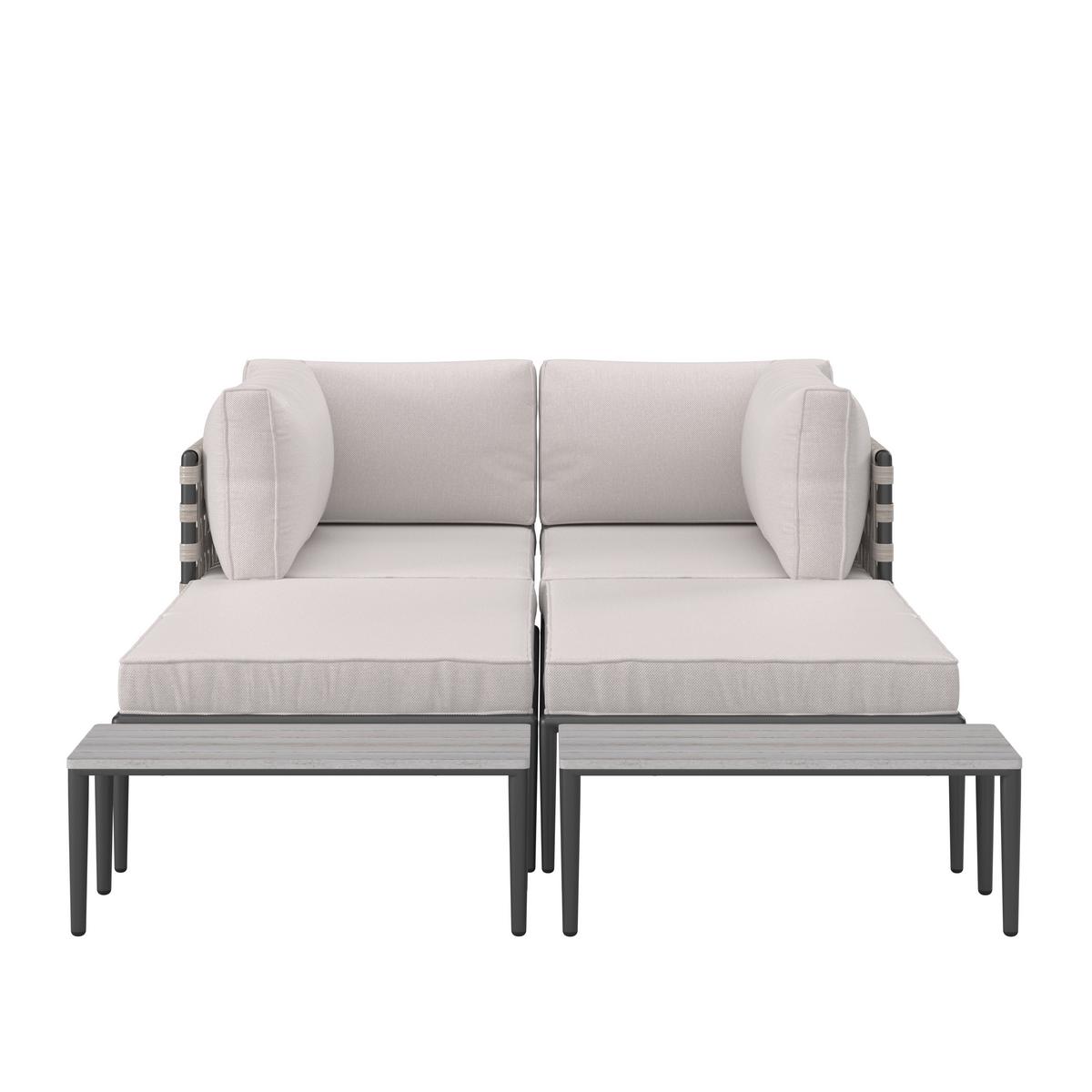 TERASOVÁ SEDACIA SÚPRAVA ENJA - čierna/sivá, Modern, kov/textil (104/60/70cm) - Bessagi Garden