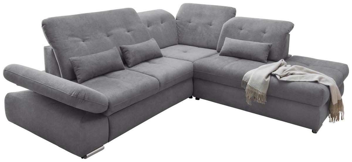 Ecksofa Dalida Dunkelgrau S: 280x254cm - Chromfarben/Dunkelgrau, MODERN, Textil (280/254cm) - Livetastic