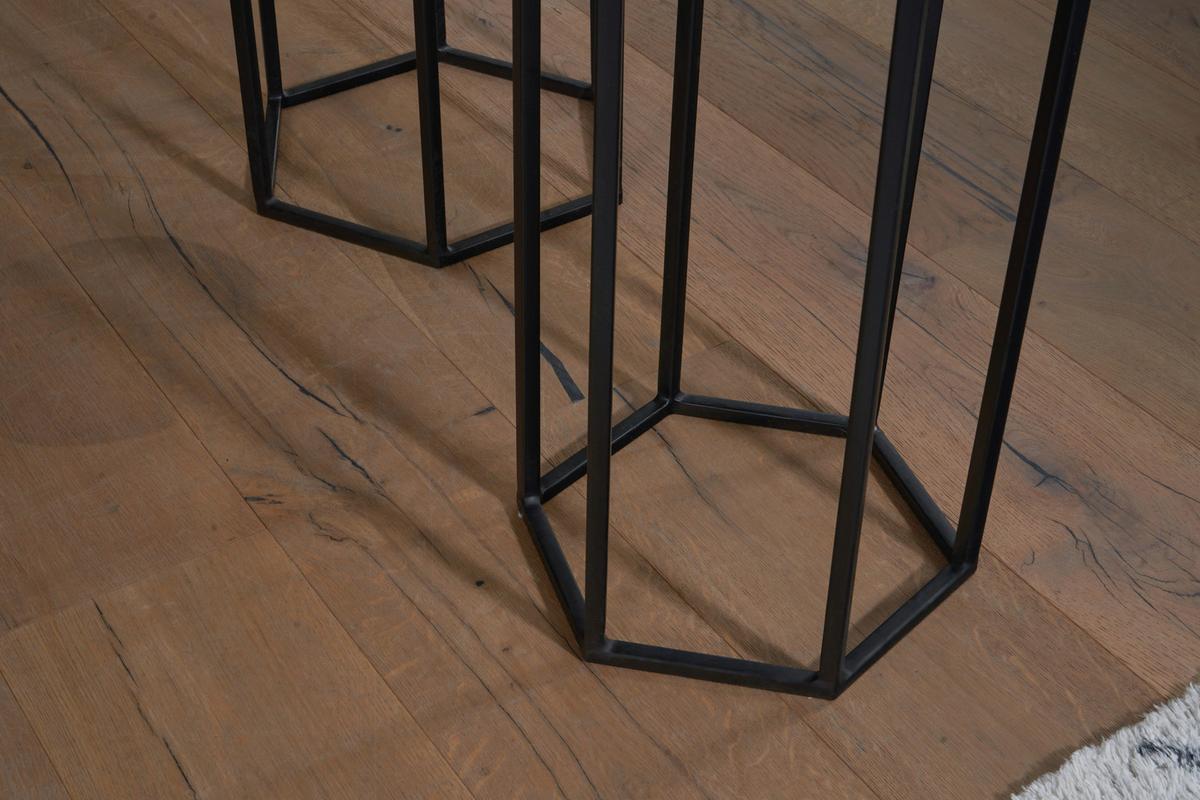 Beistelltisch 3-teilig Schwarz - Schwarz, Design, Holz/Metall (35/35/90cm) - P & B
