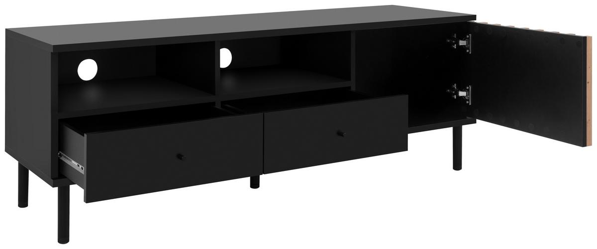 Lowboard Monza 56a - Schwarz/Eiche Artisan, Design, Holzwerkstoff (138/49/40cm) - Livetastic