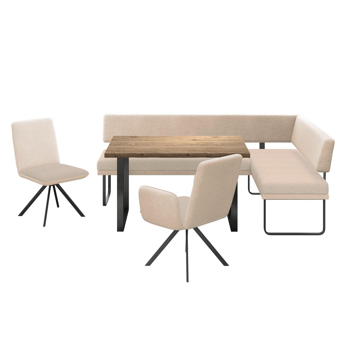 Eckbank Kian Webstoff Creme, S: 233x164cm - Creme/Schwarz, Trend, Textil/Metall (233/164cm)