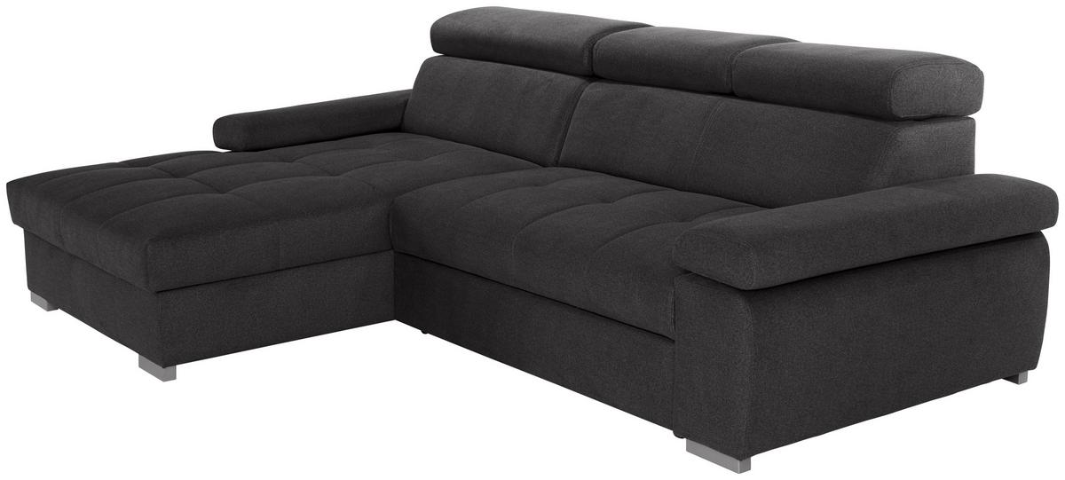 Ecksofa Mit Bettkasten Perry Graphitfarben 292x183 Cm - Silberfarben/Graphitfarben, Design, Textil (183/292cm) - Livetastic