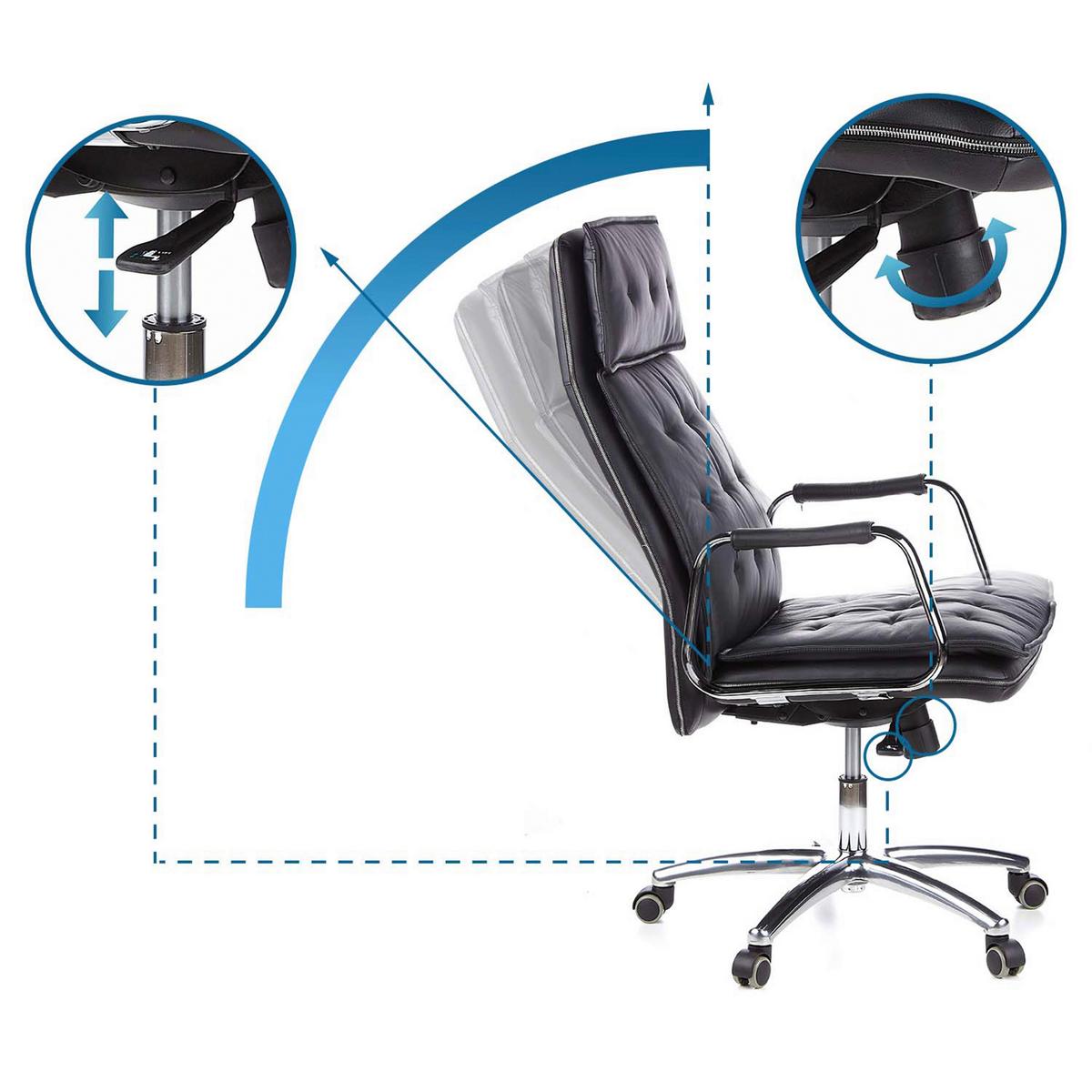 Chefsessel Villa Schwarz Bis 120 Kg - Schwarz, Basics, Leder/Kunststoff (60/130/48cm) - MID.YOU