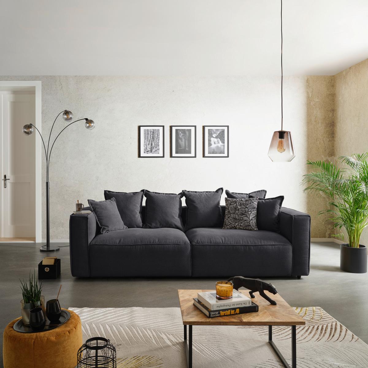Bigsofa Cowboy - Anthrazit/Schwarz, MODERN, Textil (280/72/109cm)
