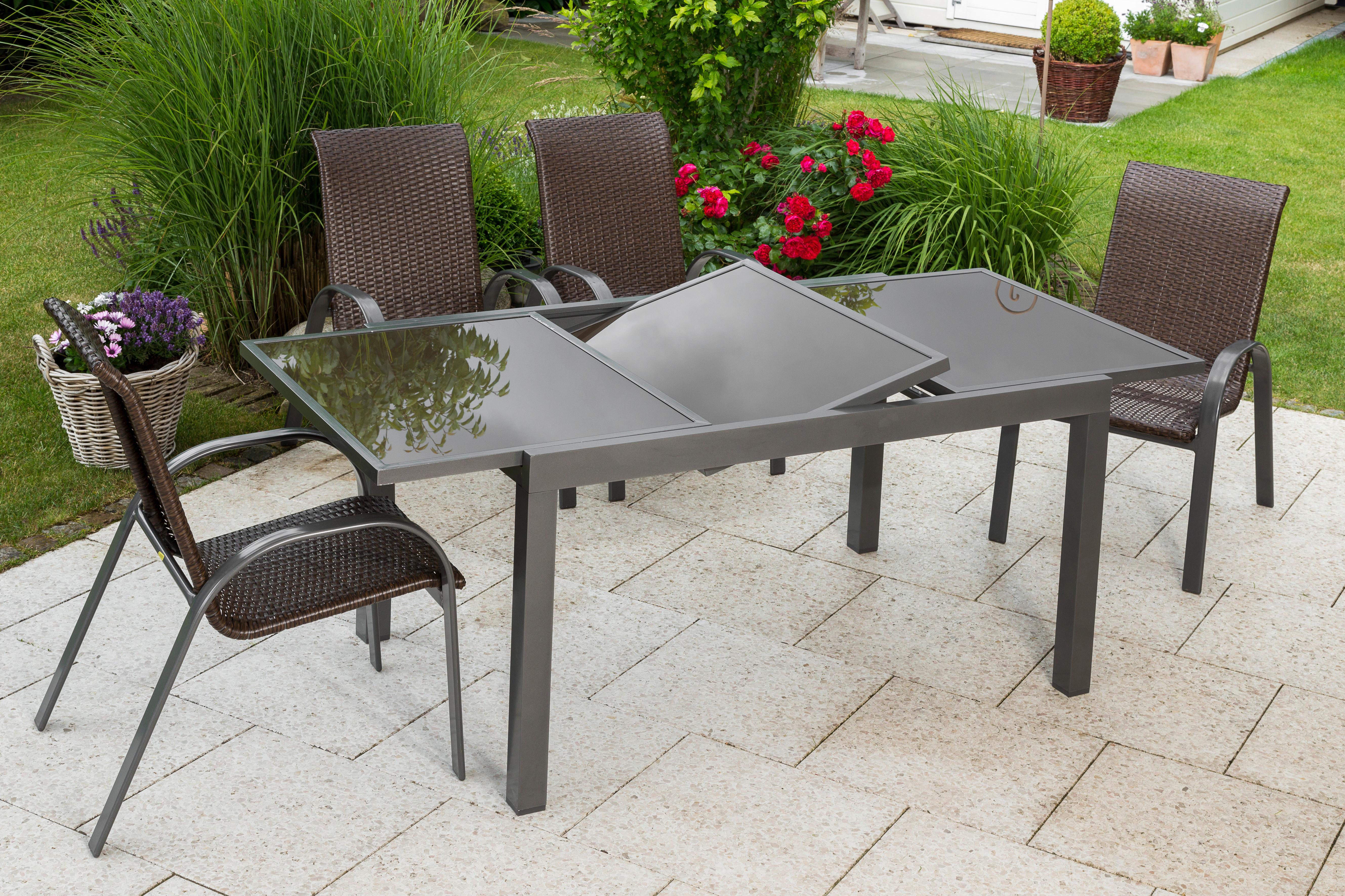 Gartenset Varese - Graphitfarben/Braun, MODERN, Kunststoff/Metall - Gardenson
