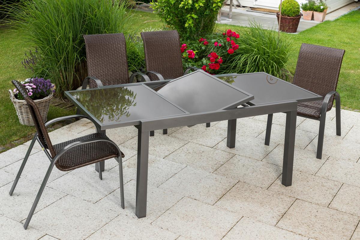 Gartenset Varese - Graphitfarben/Braun, MODERN, Kunststoff/Metall - Gardenson