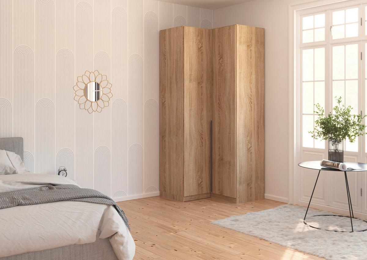 Eckkleiderschrank Alabama Sonoma Eiche B: 100 Cm - Sonoma Eiche, MODERN, Holzwerkstoff (100/229/102cm) - Rauch Möbel