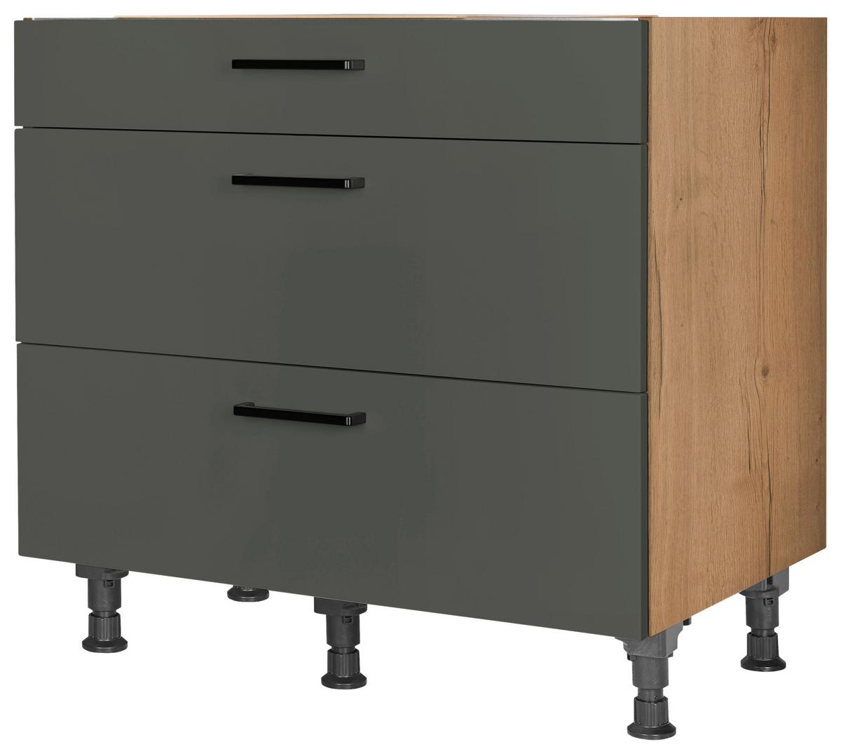 Kochfeldumbauschrank Easytouch - Eichefarben/Grün, MODERN, Holzwerkstoff (90,0/87,0/56,0cm) - Nobilia