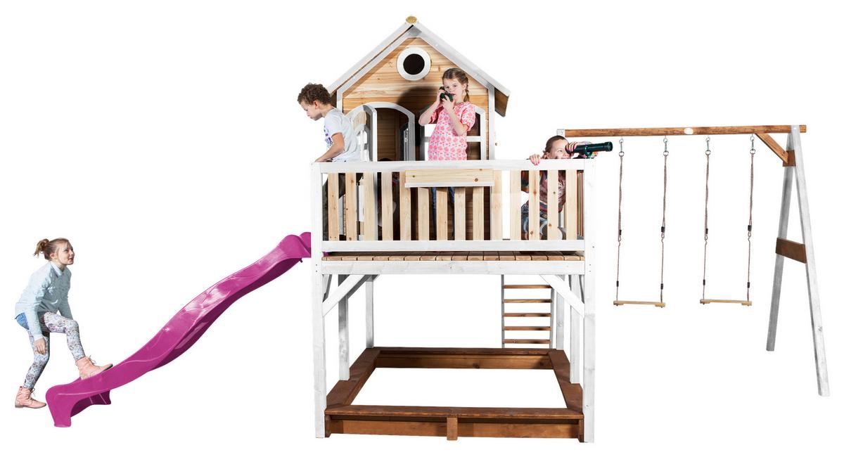 Spielturm A030.153.41 - Lila/Braun, KONVENTIONELL, Holz (613/291/277cm) - Ambia Garden