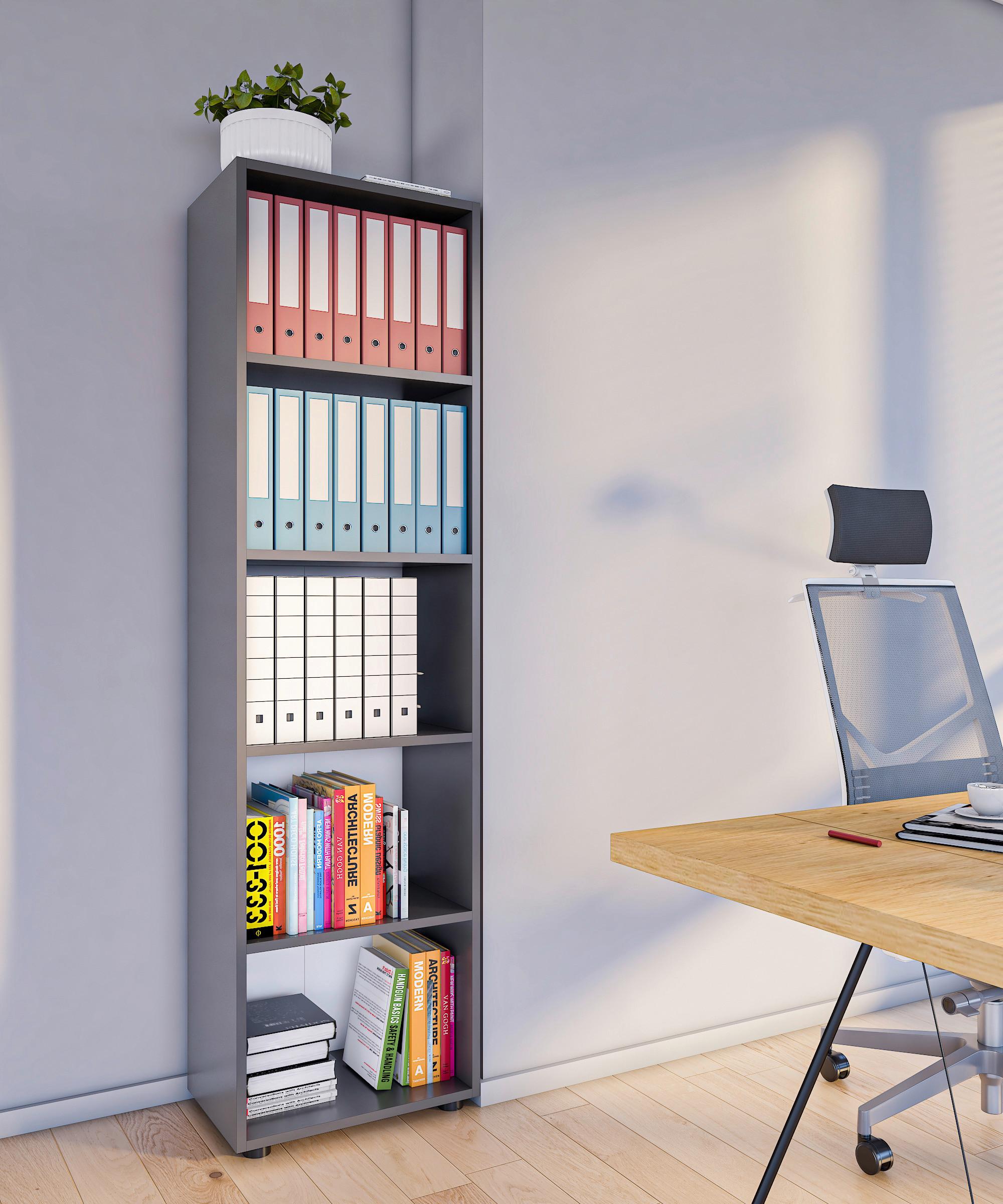 Regál Ulas š: 49 cm, antracitový - čierna/antracitová, Modern, kompozitné drevo/plast (49/178/32cm) - MID.YOU