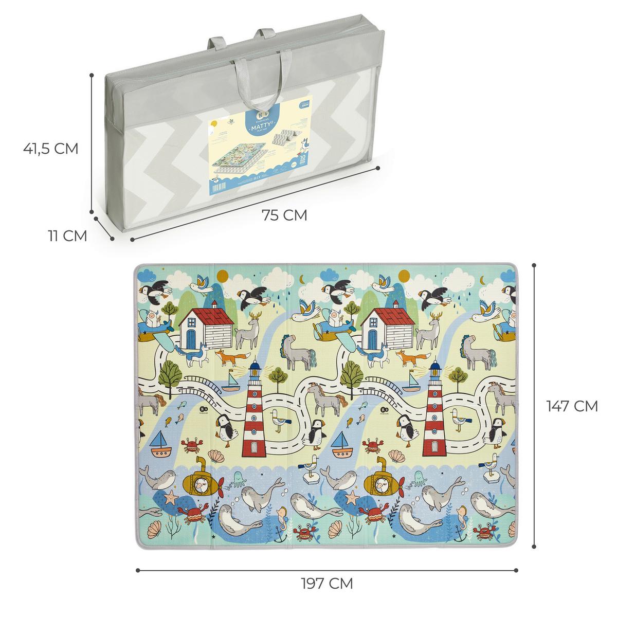 Spieldecke Matty 2 Multicolour,b/h/t: 197x1x147cm - Multicolor/Weiß, Basics (197/1/147cm) - Kinderkraft