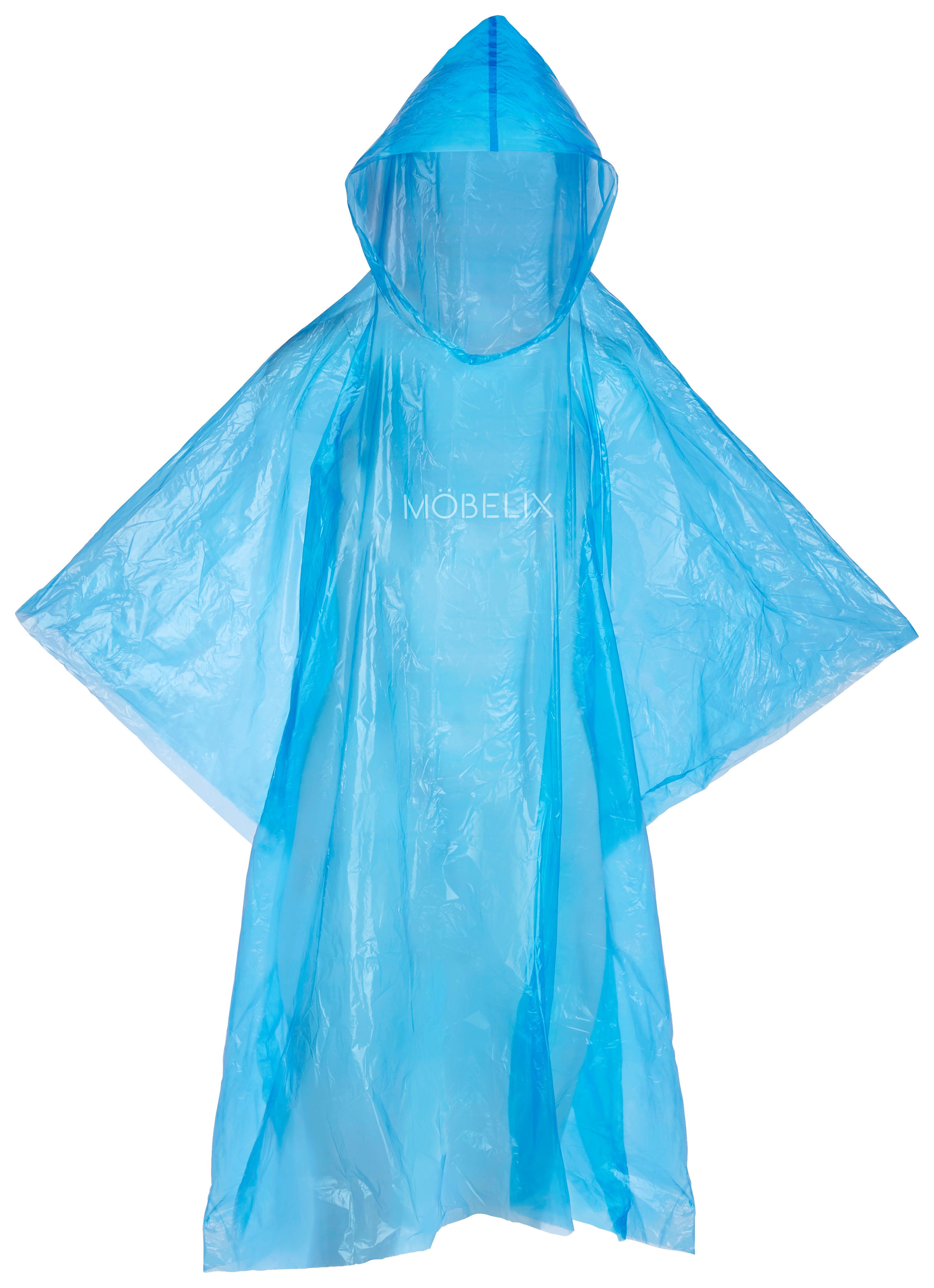 Regenponcho Marian Kunststoff Blau mit Kapuze, Unisex - Blau/Weiß, KONVENTIONELL, Kunststoff (52/80cm)