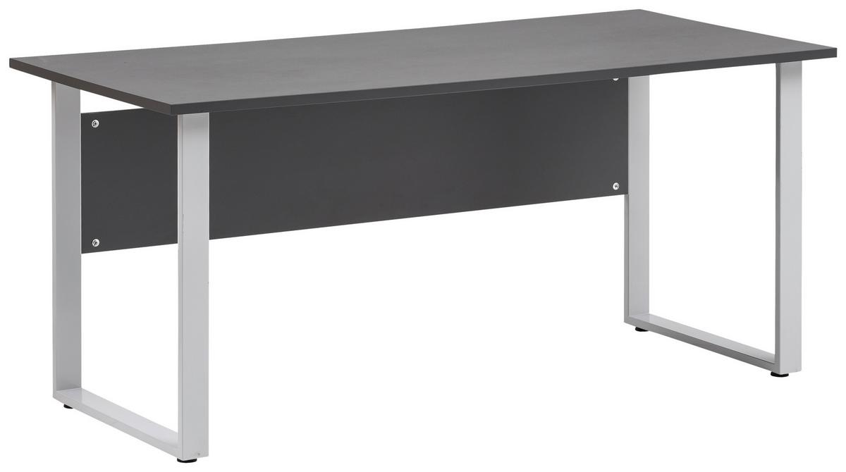 Schreibtisch Serie 1500 Anthrazit - Anthrazit/Alufarben, KONVENTIONELL, Holzwerkstoff/Metall (160/65/73,2cm) - MID.YOU