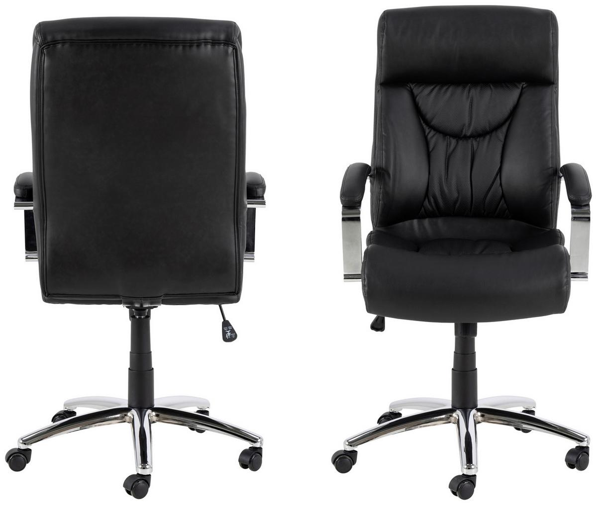 Chefsessel Benson B: 64,5 Cm - Chromfarben/Schwarz, Design, Textil/Metall (64,5/120/83cm) - MID.YOU