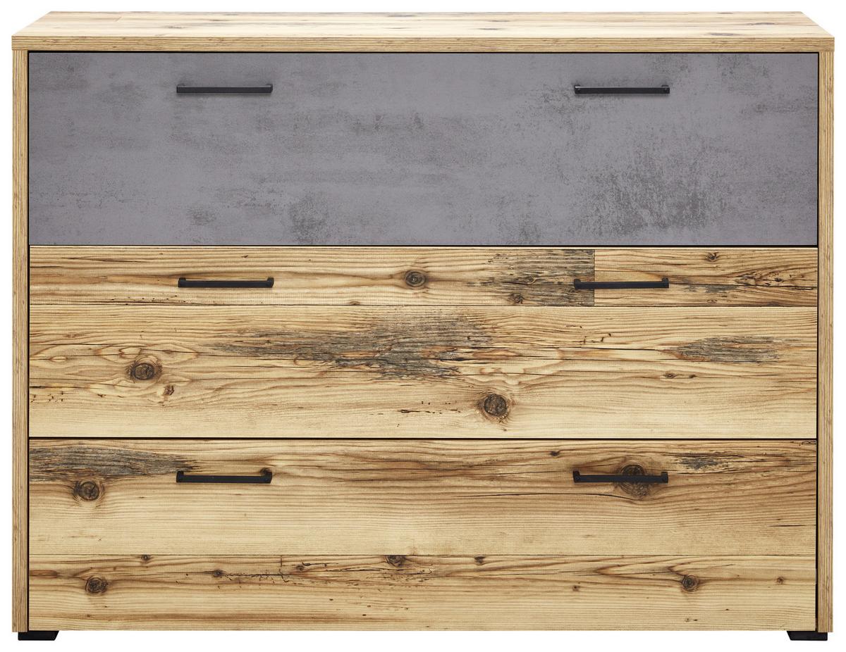 Kommode B 120cm Alicante Fichtefarben/Grau - Fichtefarben/Schwarz, MODERN, Holzwerkstoff (120/89,4/38cm) - Luca Bessoni