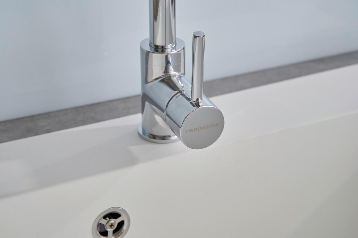 Spüle Respekta Ohio Kunststein Bxt: 66x50 cm - Weiß, Trend, Glas/Kunststoff (66/21/50cm) - Respekta