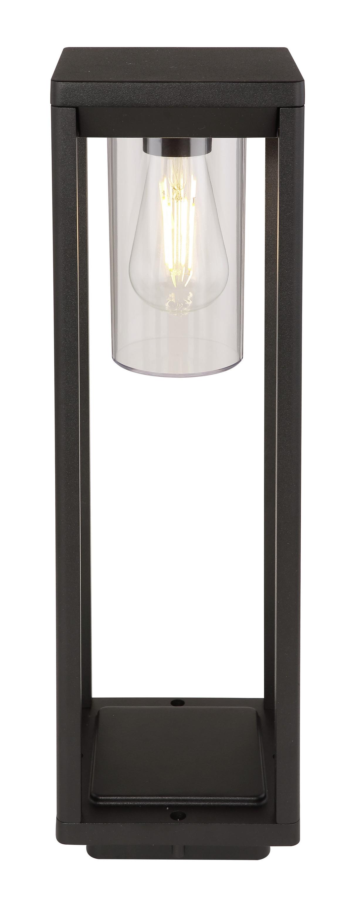 Außenleuchte Candela 15 Watt Aluminium - Klar/Schwarz, Basics, Kunststoff/Metall (15/15/50cm) - Globo