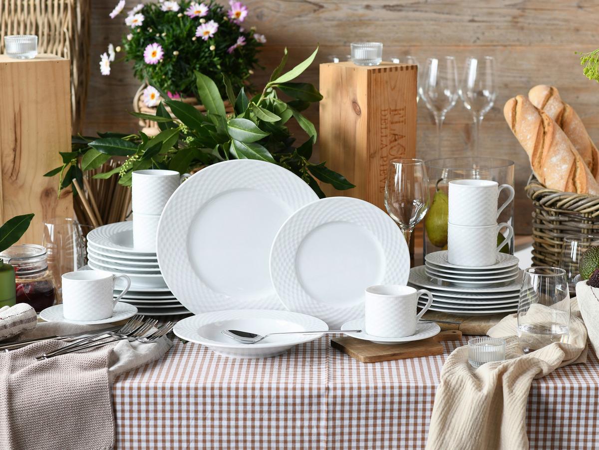 Kombiservice Polo weiss Porzellan, 6 Pers., 30-teilig - Weiß, Basics, Keramik - Creatable