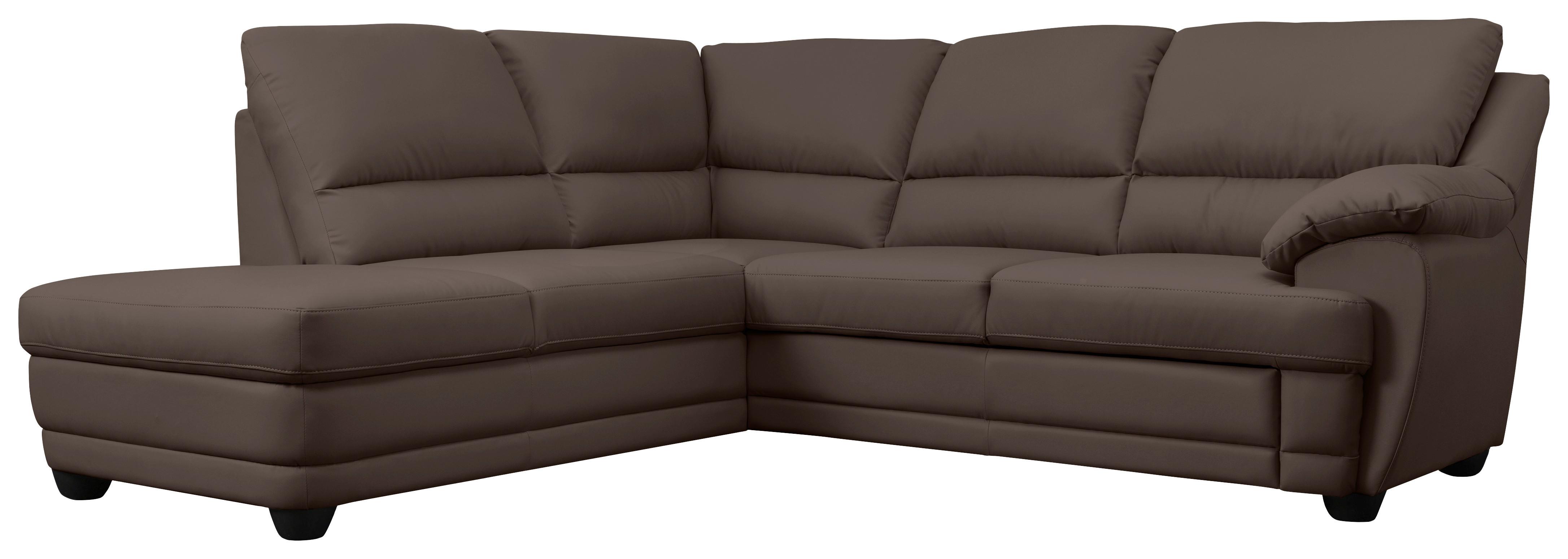 Ecksofa Nebolo Braun Lederlook - Braun, Design, Textil (225/245cm) - Livetastic